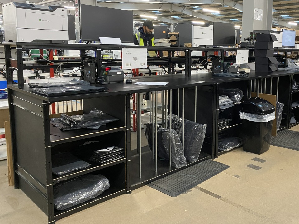 Custom workbenches for a distribution centre finished in black