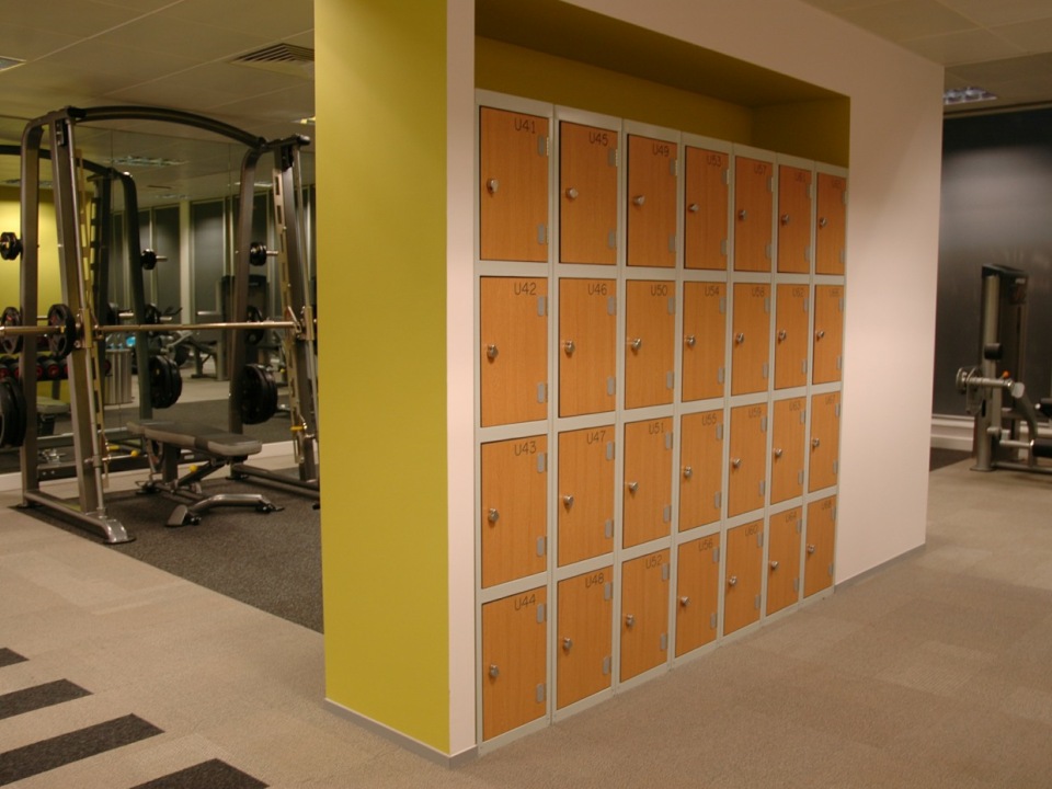 Gym lockers placed within an alcove
