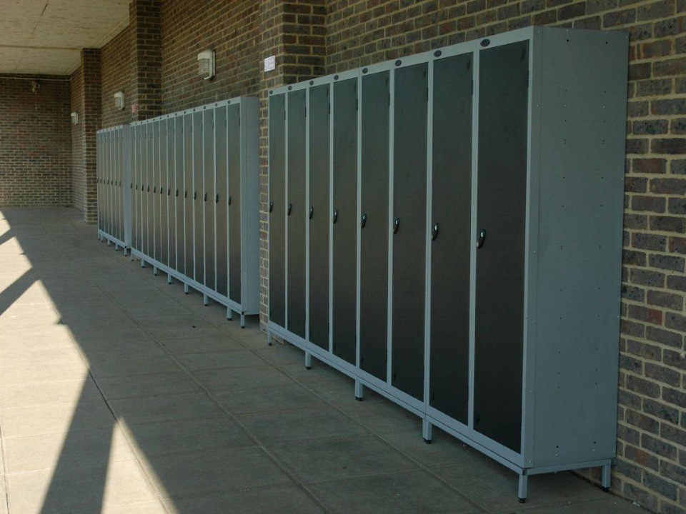 Lockers outside a school building