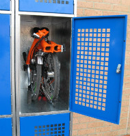 Brompton bike inside a locker