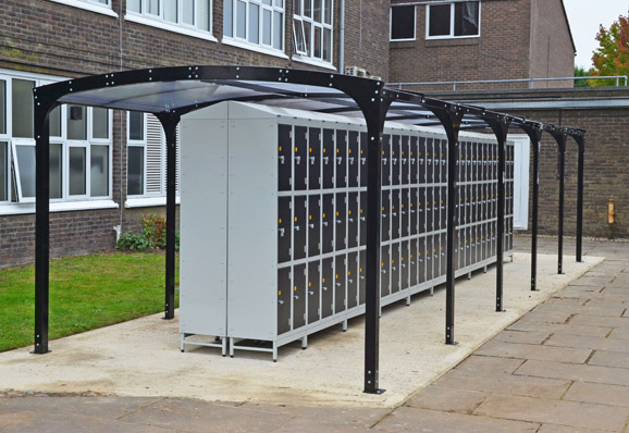 Outdoor school lockers with canopy by EZR Shelving