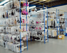 Warehouse storage racks for lingerie