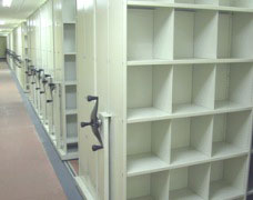 Use mobile shelving to create wheeled medical records shelving