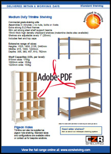 Trimline Shelving Information Sheet