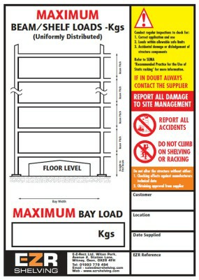 Load sign for racking