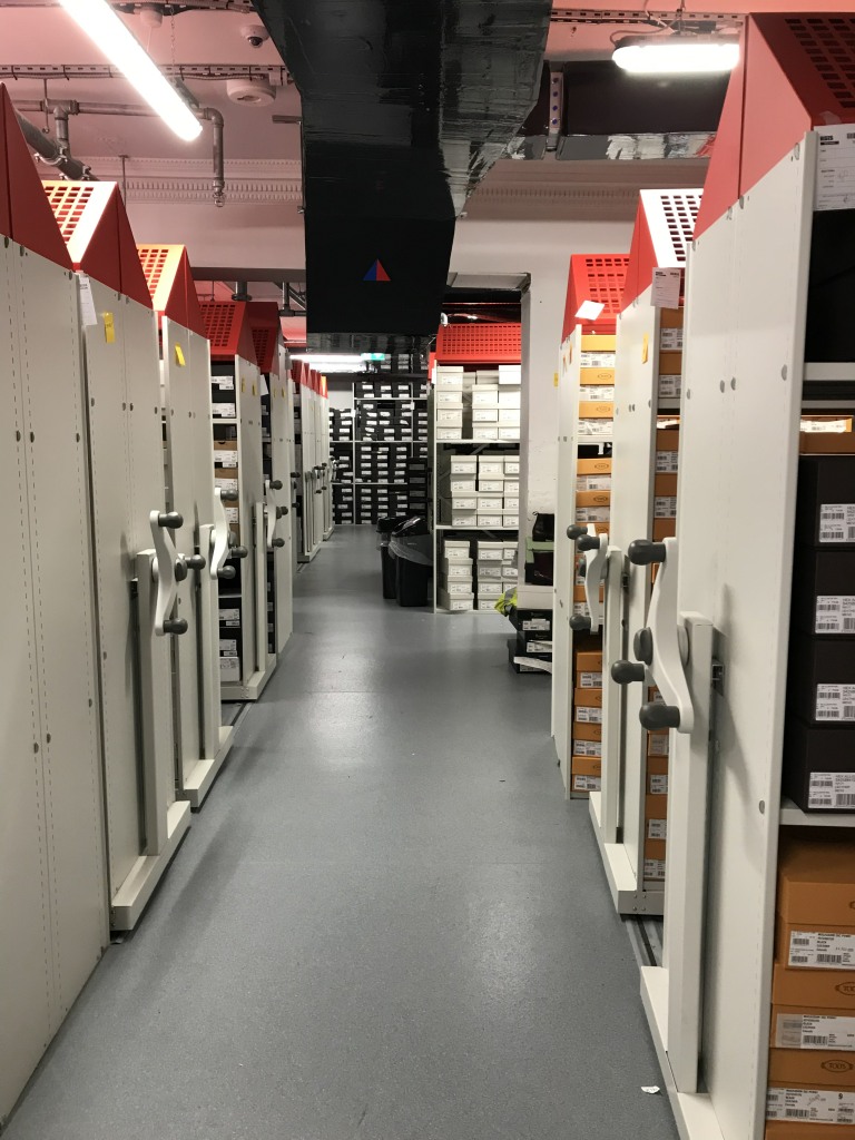 High Density Shoe Racking For London Department Store