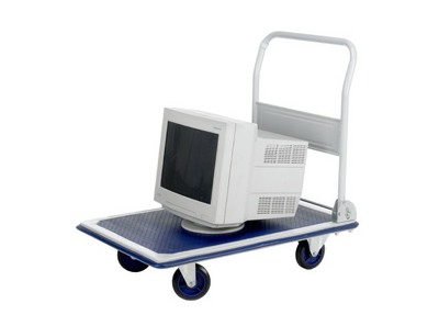 Platform trolley with heavy monitor