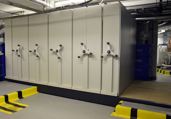 Mobile compactor shelving for storing high density files