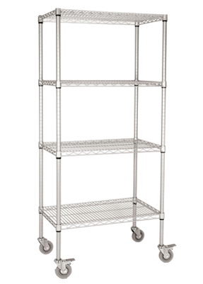 Chrome Shelving Unit On Wheels