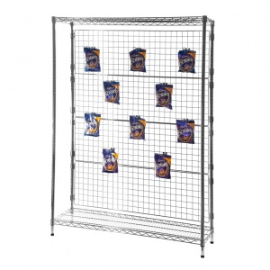 Chrome Shelving Mesh Back Display Unit