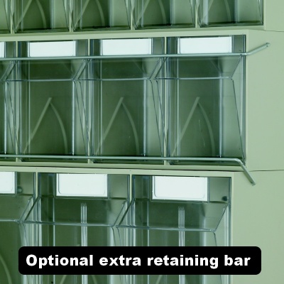 Clearbox Tilting Storage Bins With Retaining Bar