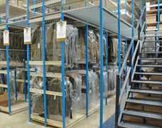 Multi-tier storage shelving for garments Inboard Hanging Jacket Storage