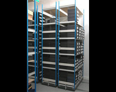 Wheeled shelving on tracks