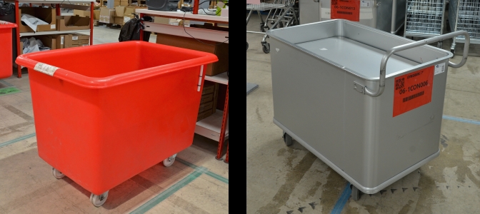 product fulfilment storage tubs on wheels