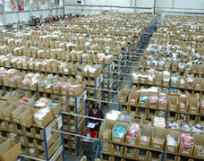 Hundreds of warehouse shelves